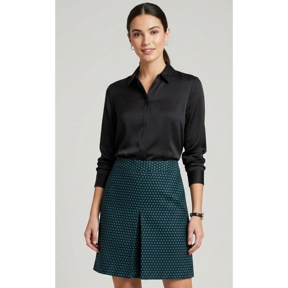 Loft Geometric Print Mini Skirt Black & Teal Size 6P